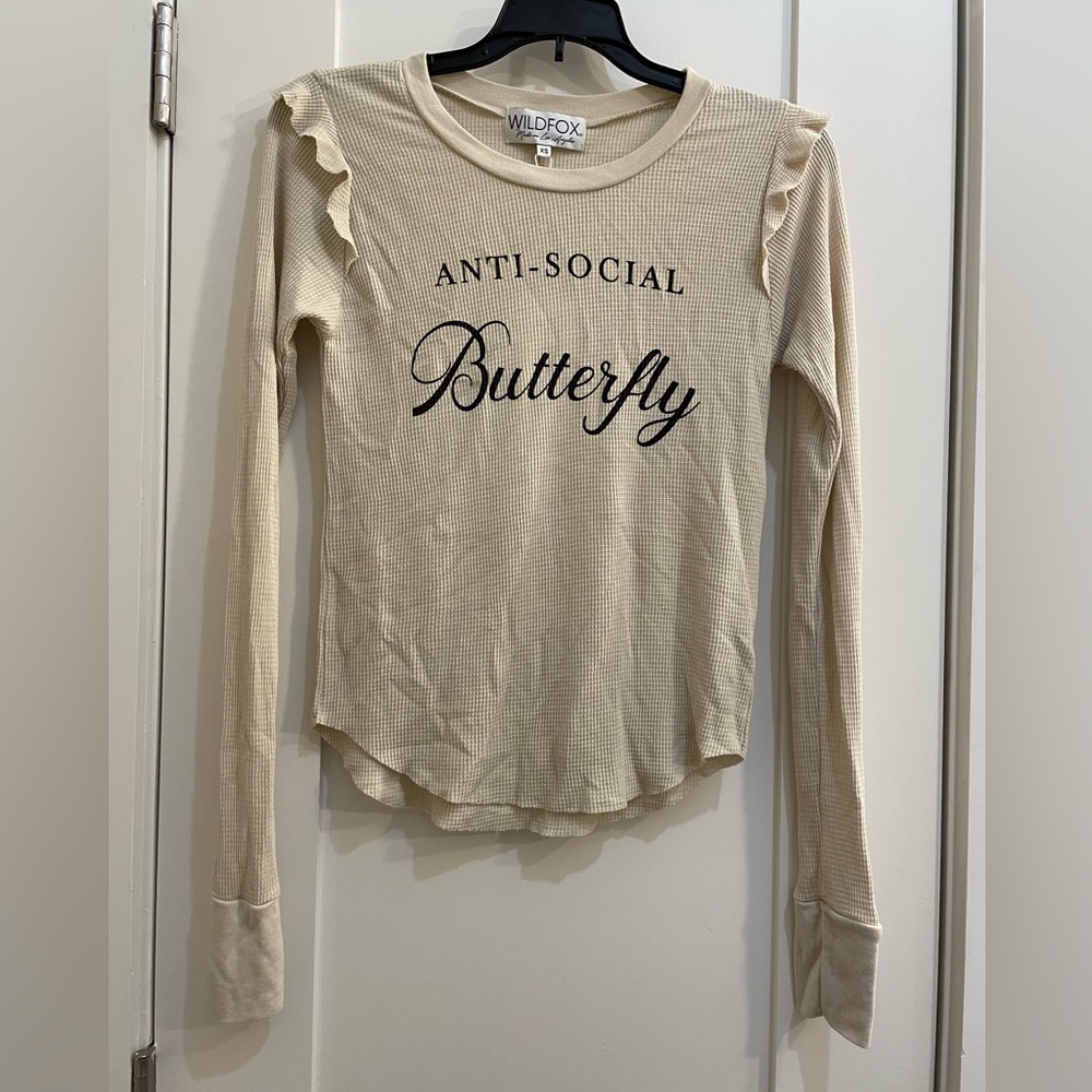 NWT Wildfox Antisocial Butterfly waffle long-sleeve